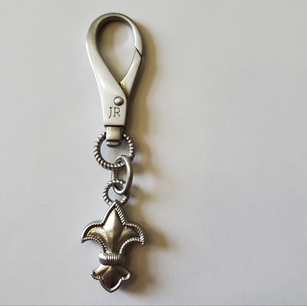 Judith Ripka Silver Fleur-de-Lis Keychain